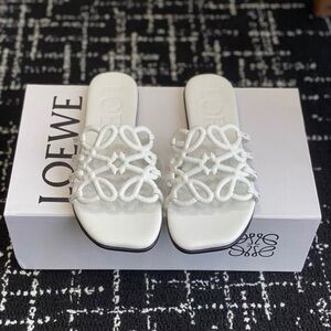 Loewe White Braided Anagram Slide Mairs